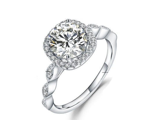 Fashion and Luxury Natural Colourful Gemstone Soleste Halo Sterling Silver Ring for Women