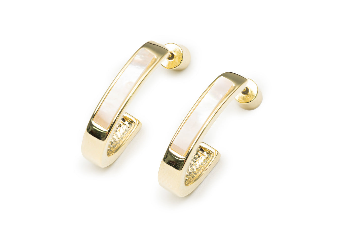 Golden C White Earrings