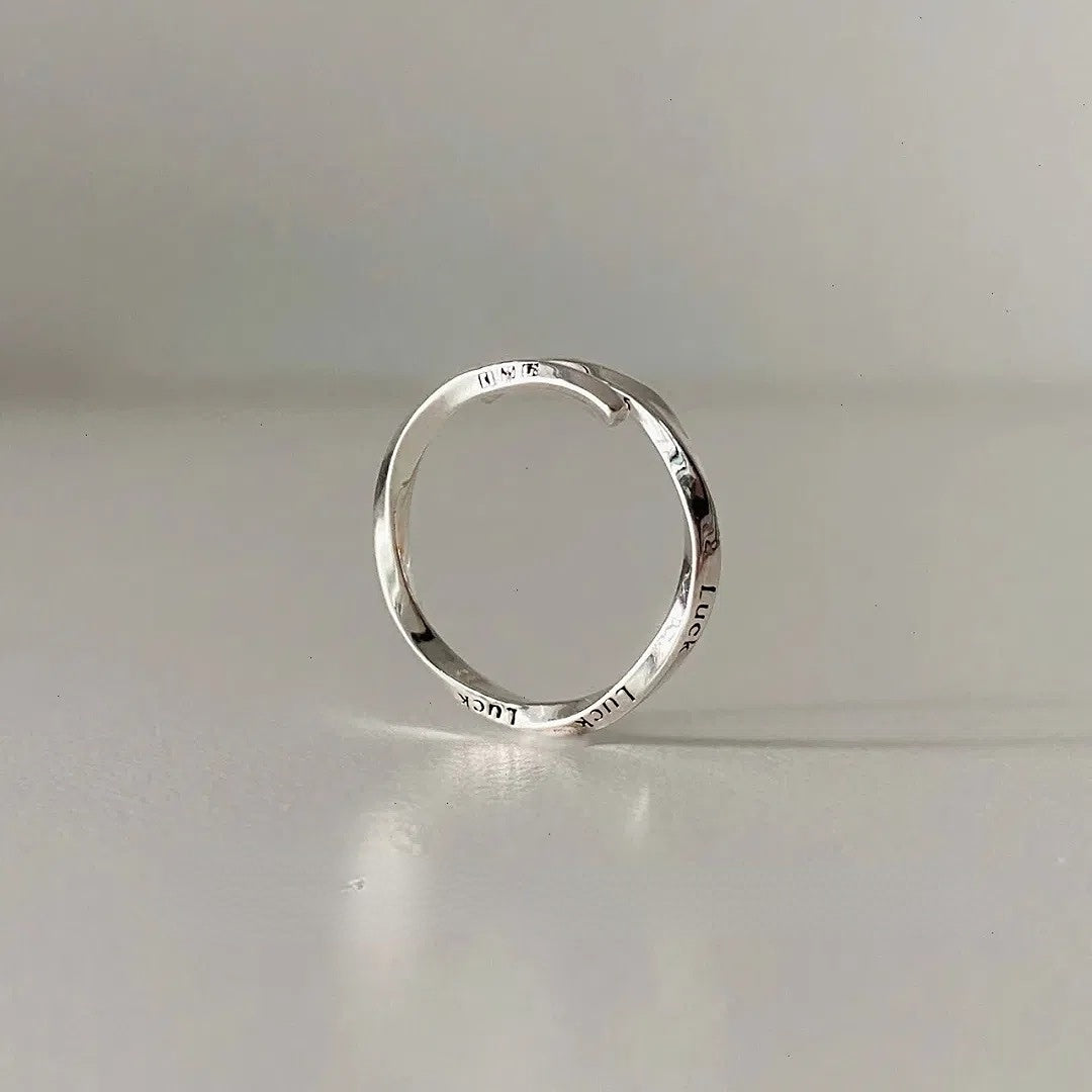 Luck Letter Mobius Silver Ring for Women