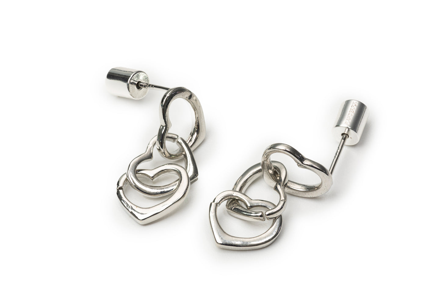 Triple Heart Drop Earrings - Silver Drop Earrings for Women
