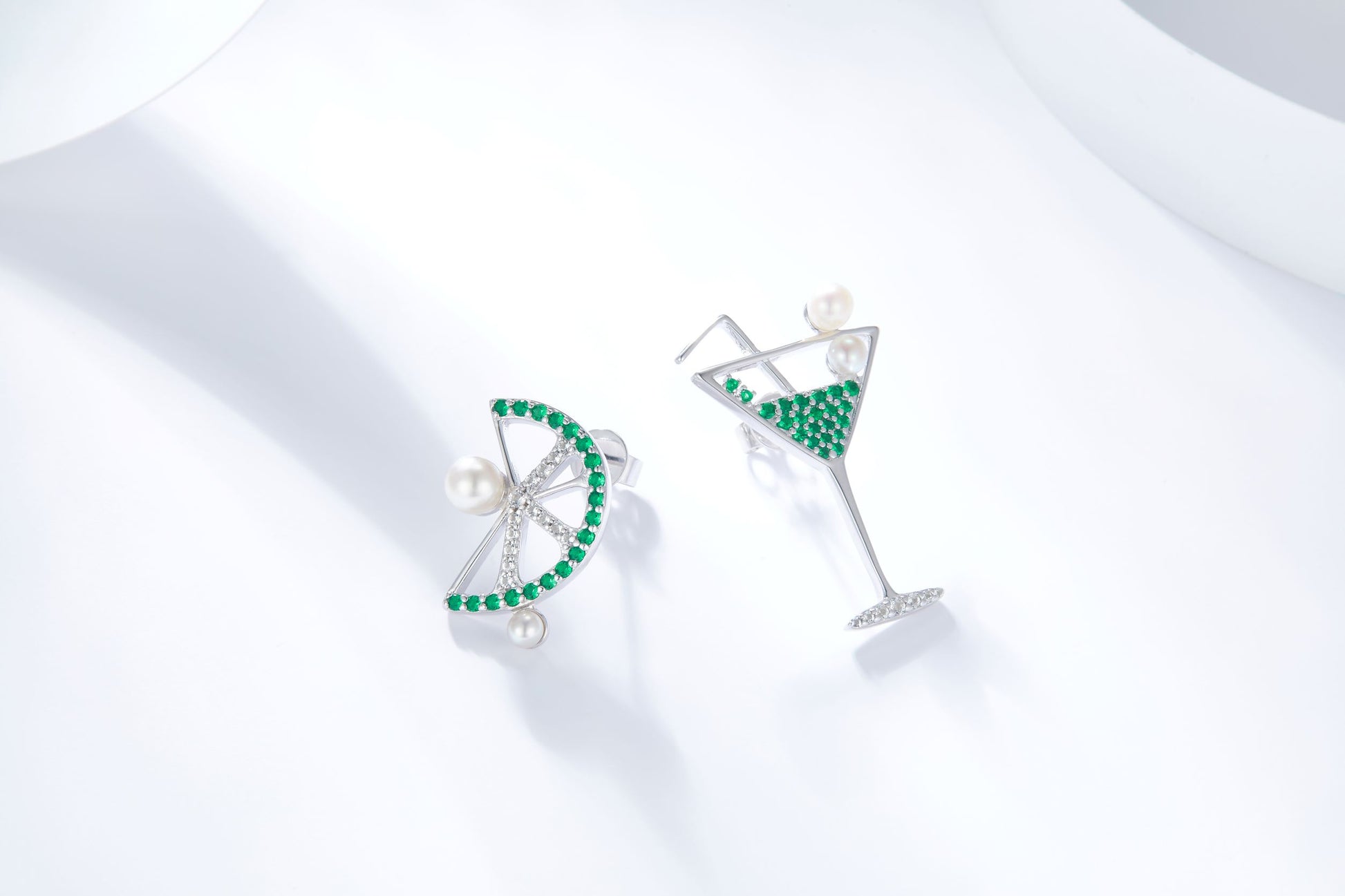 Summer Drink Enamel with Pearl Studs Earrings for Women