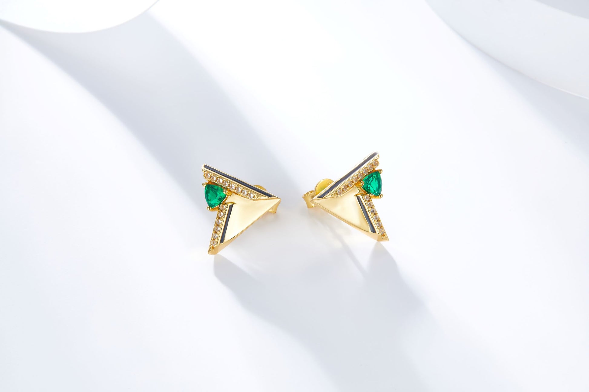 Golden Triangle Enamel Studs Earrings for Women