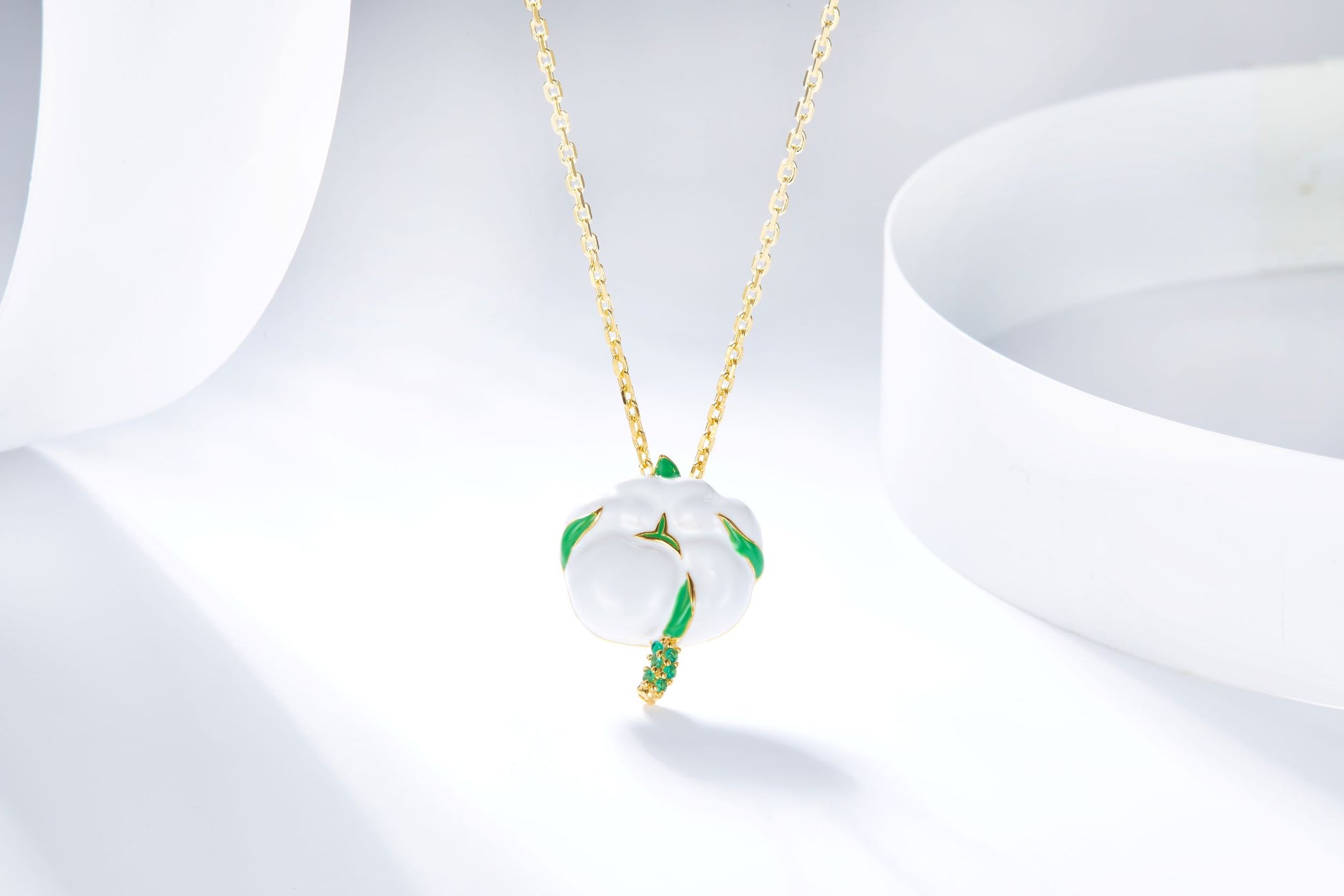Golden Cotton Enamel Necklace for Women