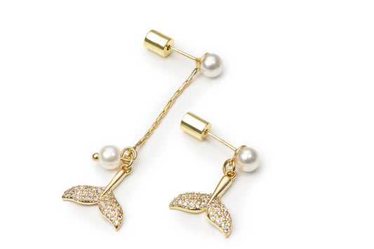 Planderful Mermaid Tail Drop Earrings - Golden Drop Earrings