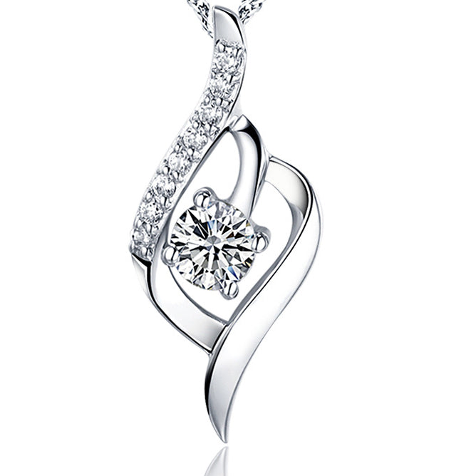(Pendant Only) Spiral Shape with Zircon Silver Pendant for Women