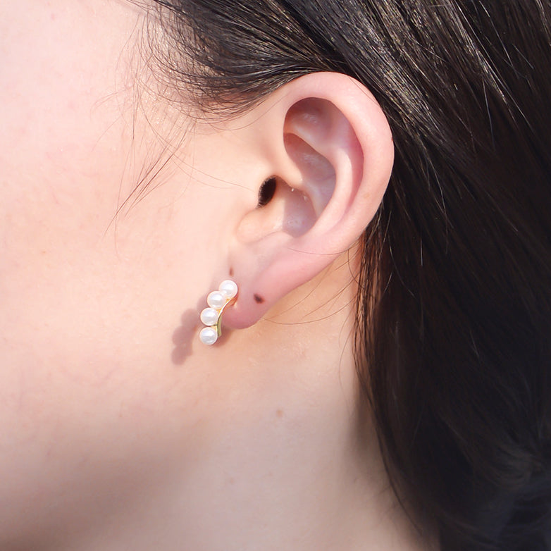 Beading Pearl Silver Studs Earrings for Women