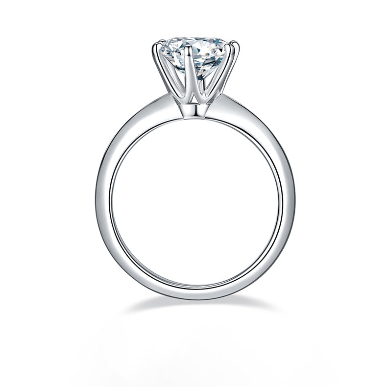 (Four Colours) 2.0CT Moissanite Round Cut Solitaire Ring for Women