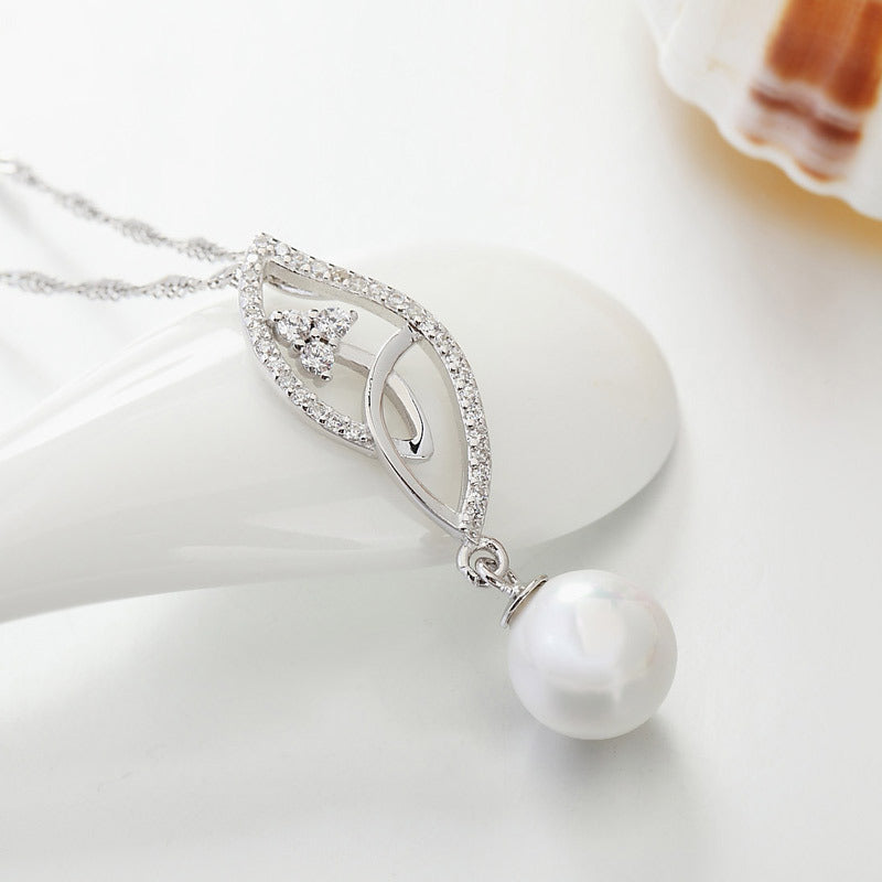 (Pendant Only) Zircon with Pearl Silver Pendant for Women