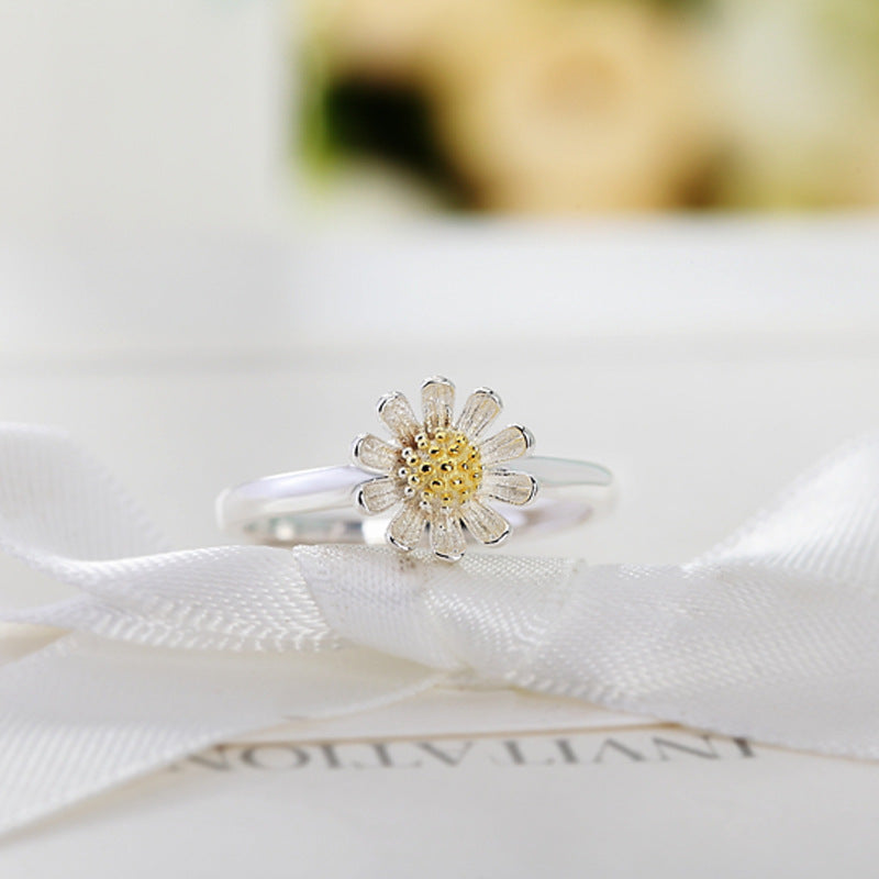 Daisy Flower Silver Ring for Women