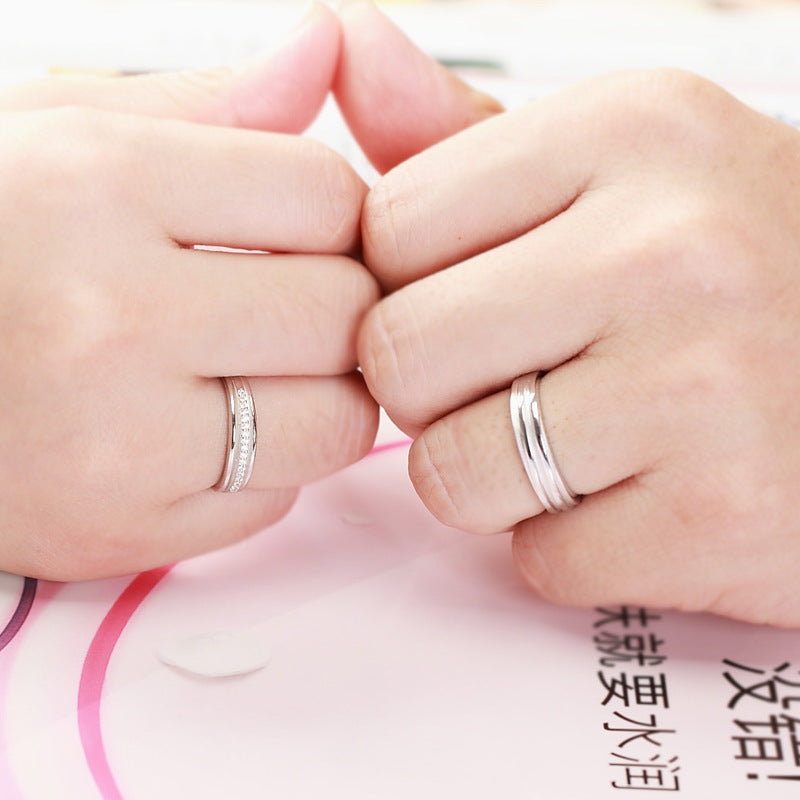 Zircon Silver Couple Ring for Women