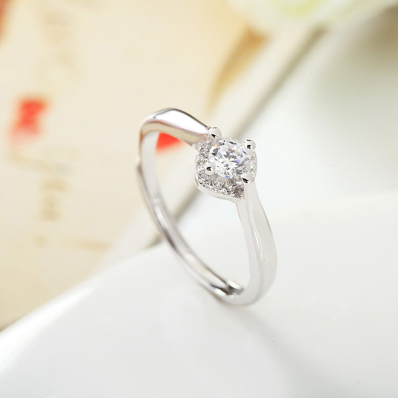 3A Zircon Soleste Halo Silver Ring for Women