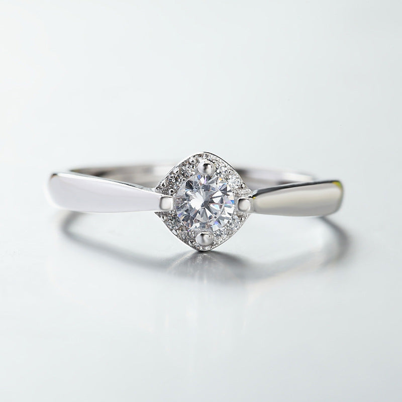 3A Zircon Soleste Halo Silver Ring for Women