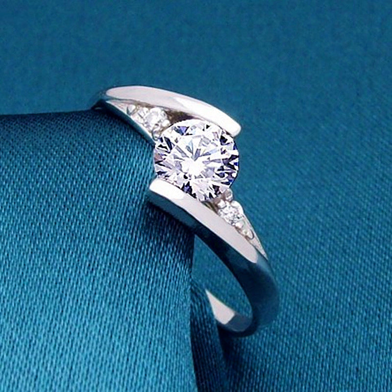 Round Zircon Stylish Silver Ring