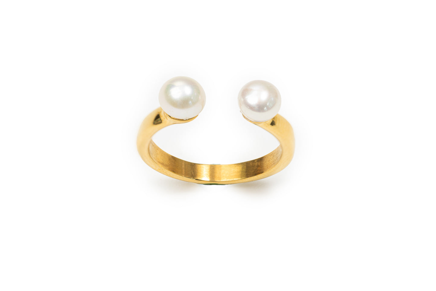 Planderful Golden Ring with Freshwater Pearls - Golden Freshwater Pearl Ring for Women (Gold-Plated Copper)