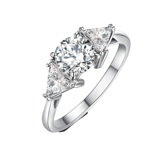 Moissanite Three Stone Engagement Ring for Women