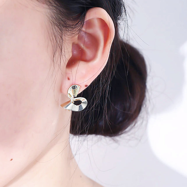 Spiral Irregular Smooth Silver Earrings for Women