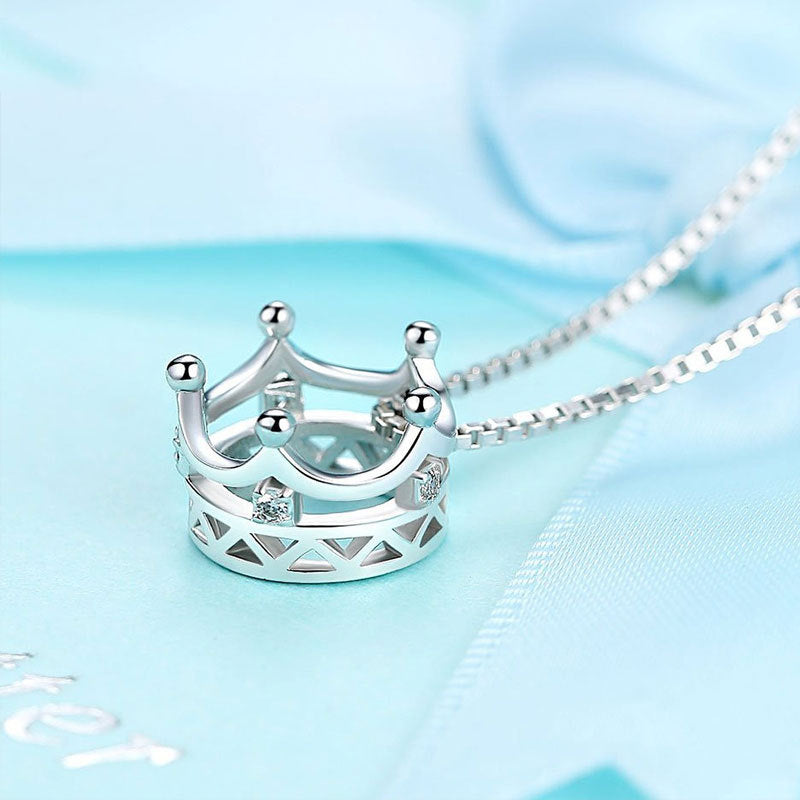 (Pendant Only) Crown with Zircon Silver Pendant for Women