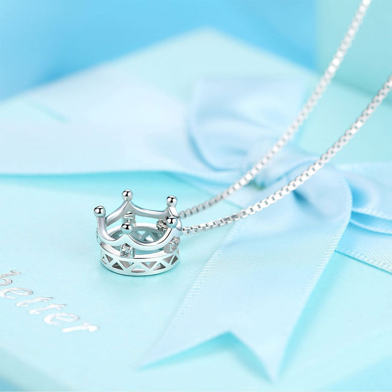 (Pendant Only) Crown with Zircon Silver Pendant for Women