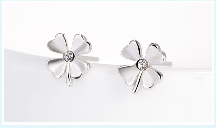 Lucky Clover Silver Studs Earrings for Women