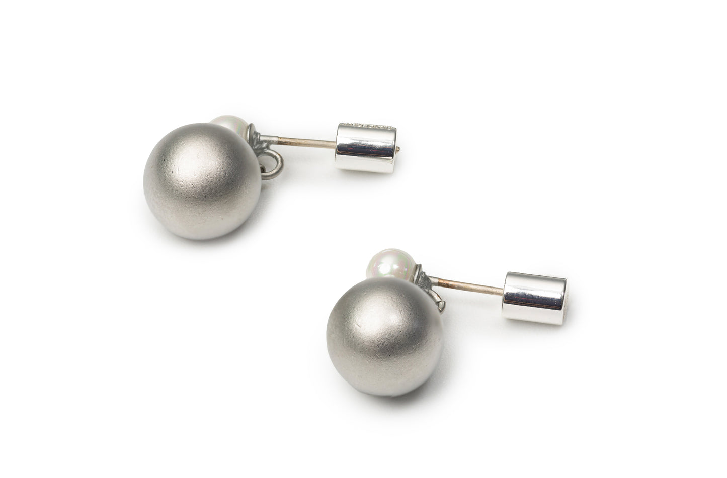 Silver Round Drop Earrings