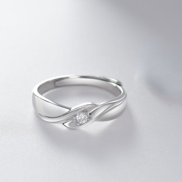 Love River Design with Zircon Silver Couple Ring for Women