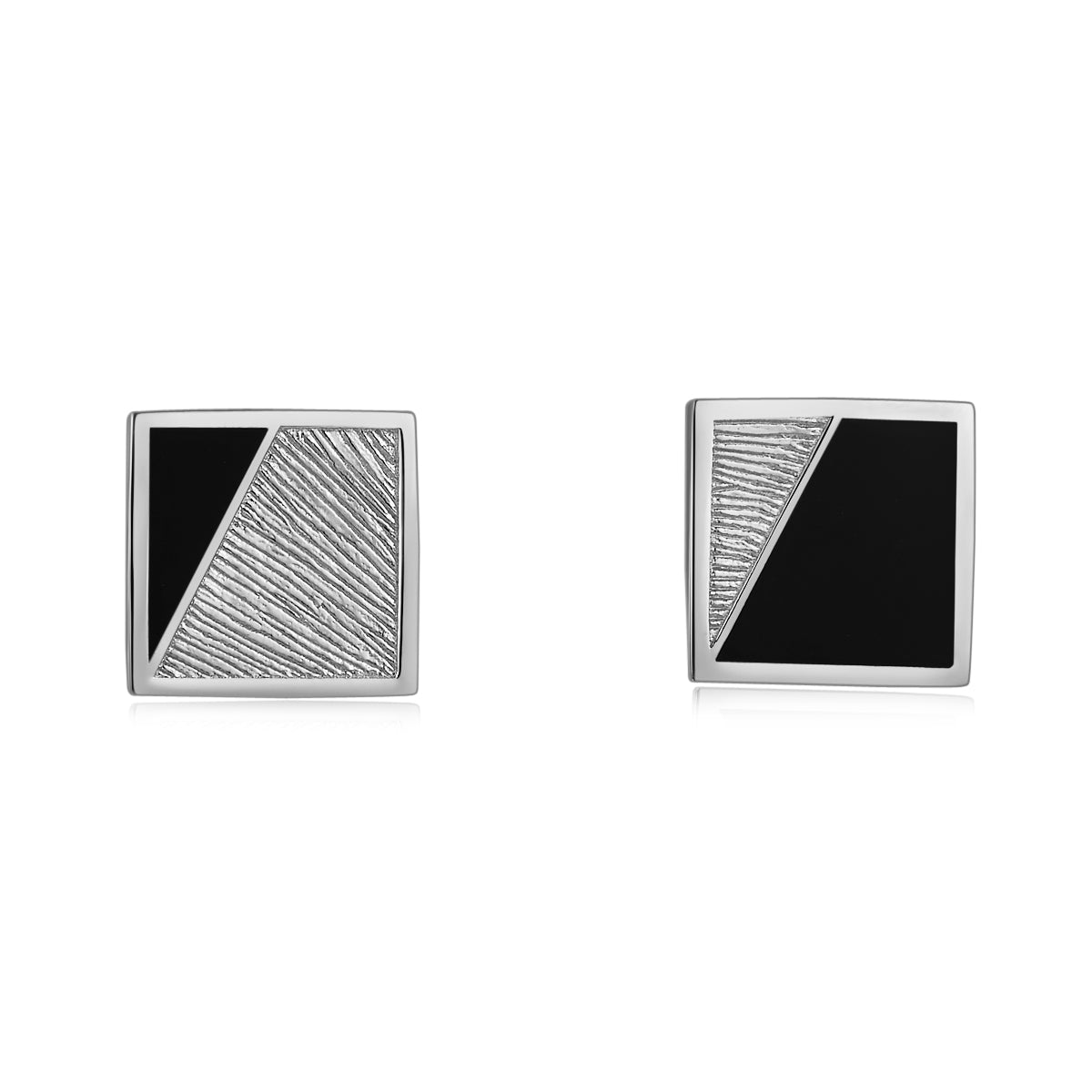 (Two Colours) Square Enamel Silver Studs Earrings for Women