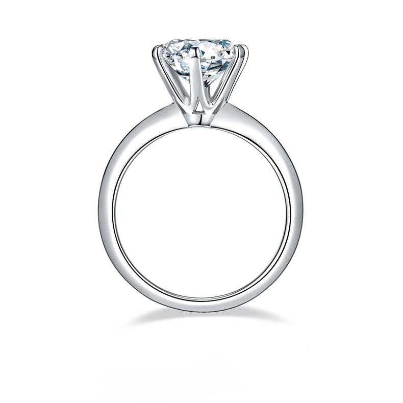 (Four Colours) 3.0CT Moissanite Round Cut Solitaire Six Prongs Ring for Women