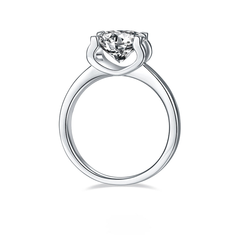 (Four Colours) 3.0CT Moissanite Round Cut Solitaire Four Prongs Ring for Women