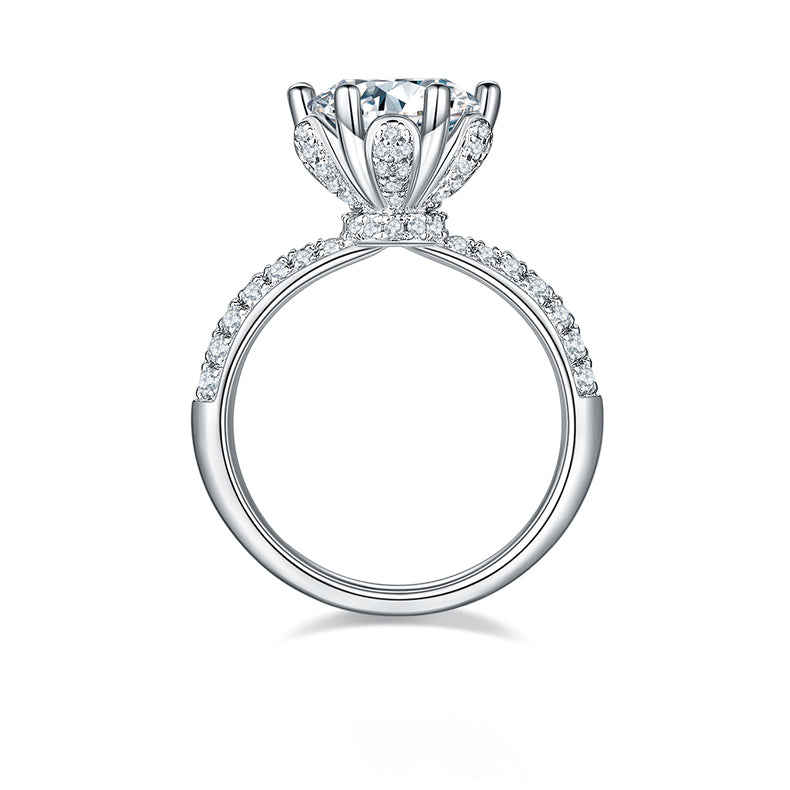 (Four Colours) 3.0CT Moissanite Round Cut Cathedral Six Prongs Ring for Women