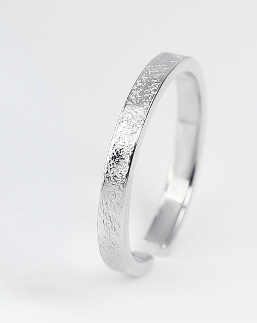 Pleated Texture Silver Couple Ring