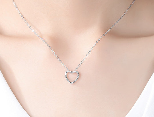 Valentine's Day Gift Heart with Zircon Pendant Silver Necklace for Women