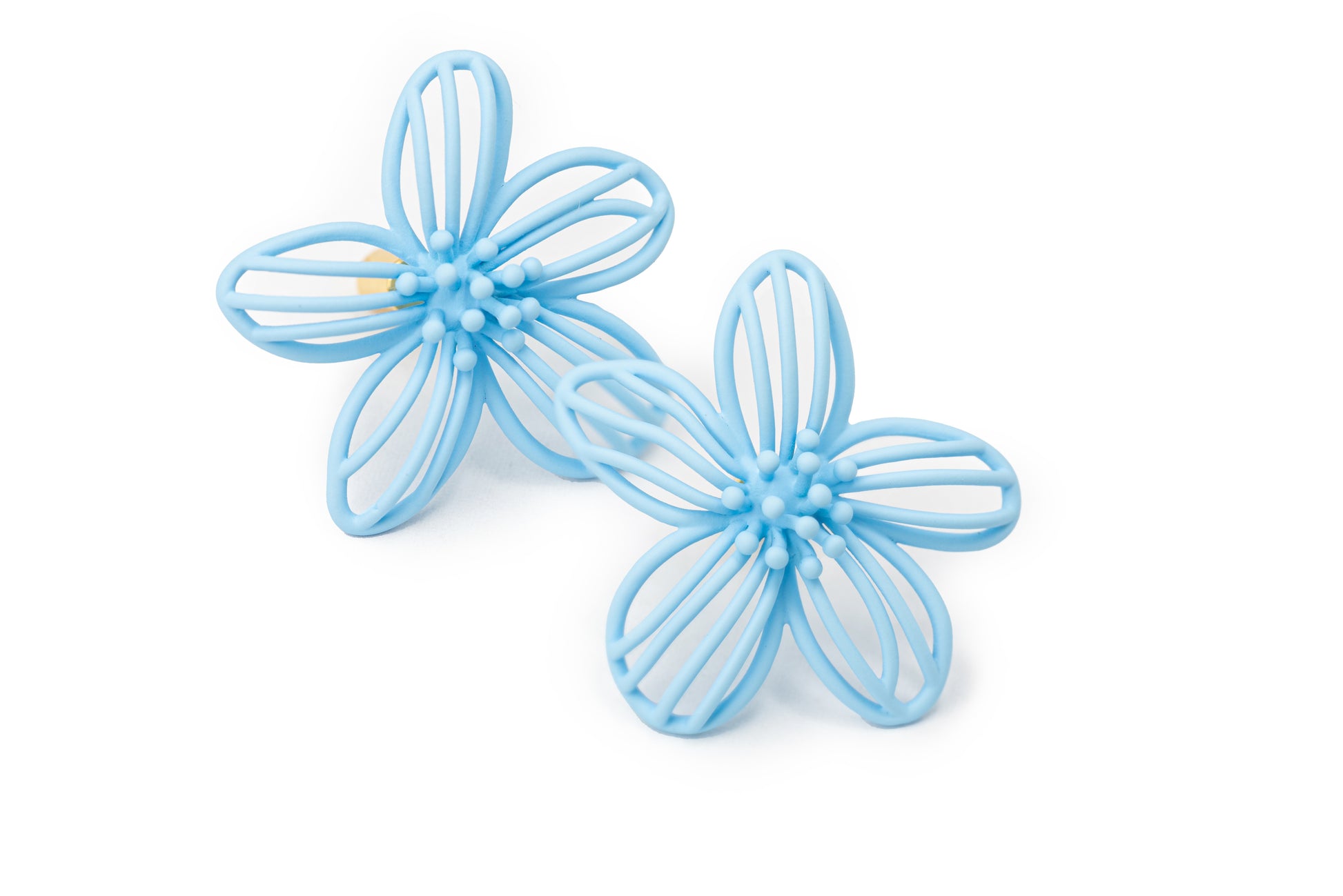 Ocean Blue Flowers with Stripes Studs