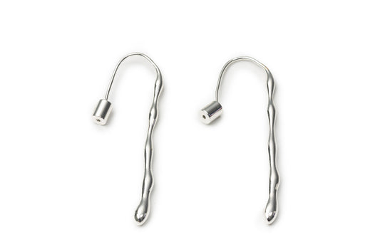 Silver Irregular Long Drop Earrings