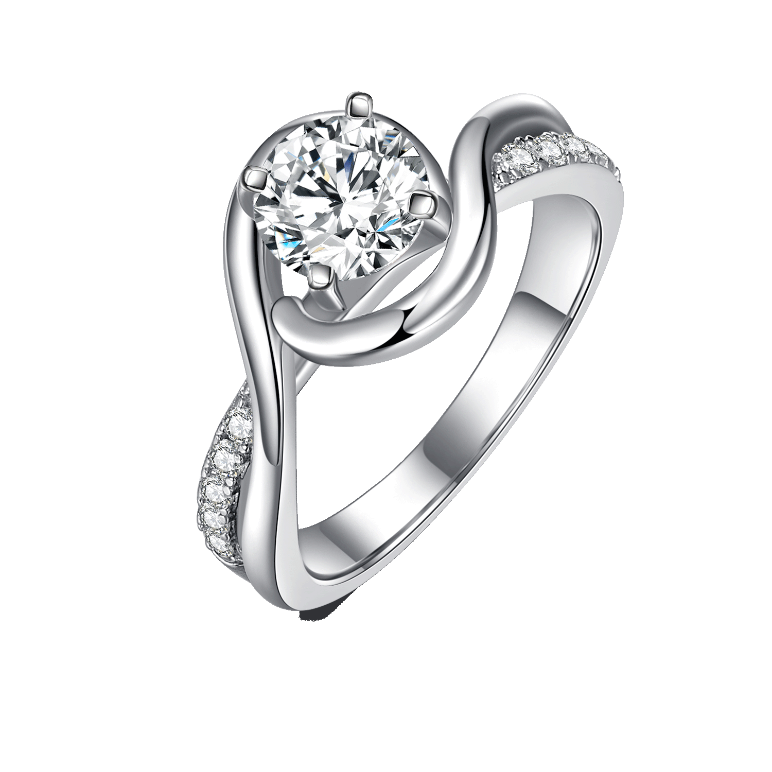 Moissanite Curve Round Ring for Women