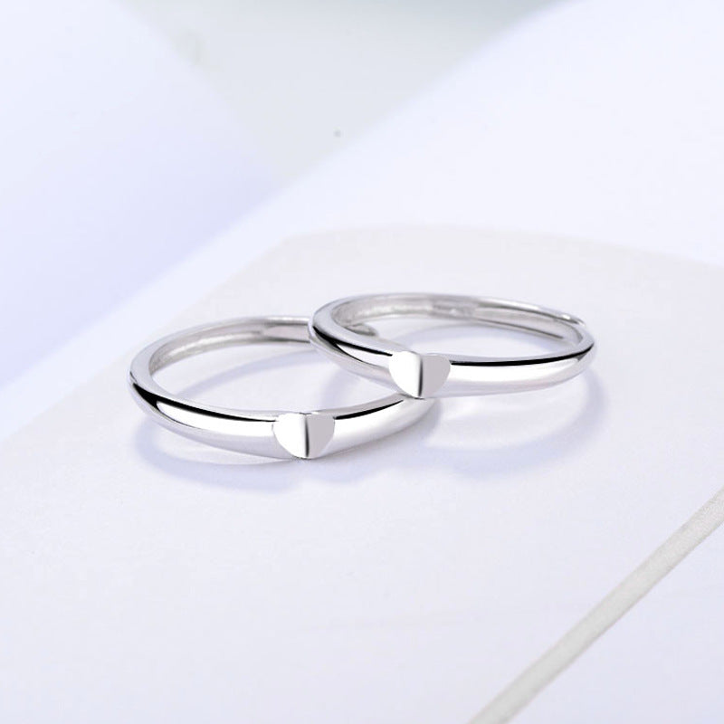 Heart Shape Silver Couple Ring for Women