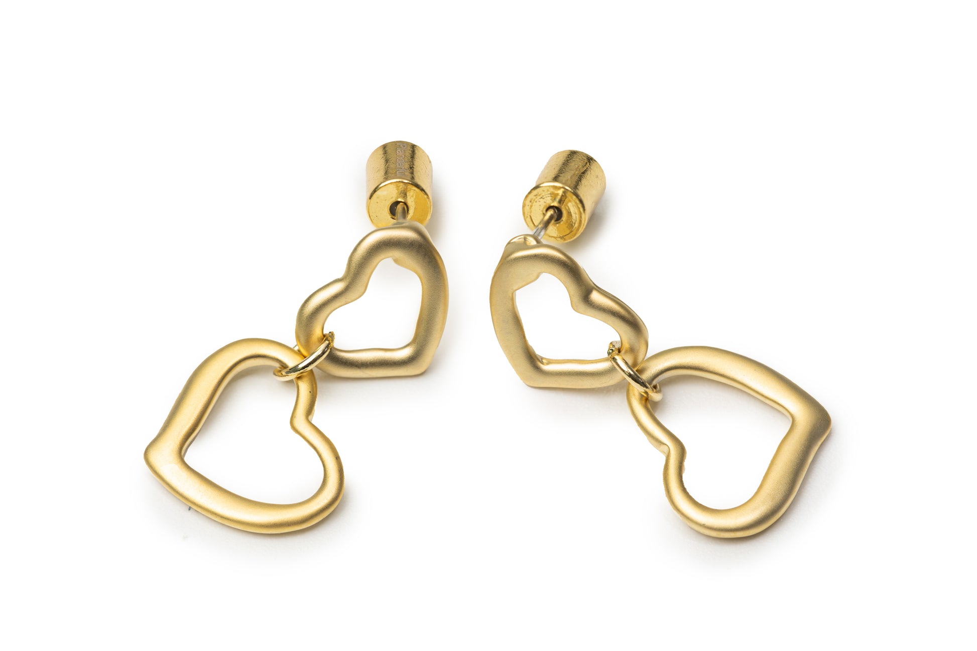 Planderful Double Heart Drop Earrings - Golden Drop Earrings for Women