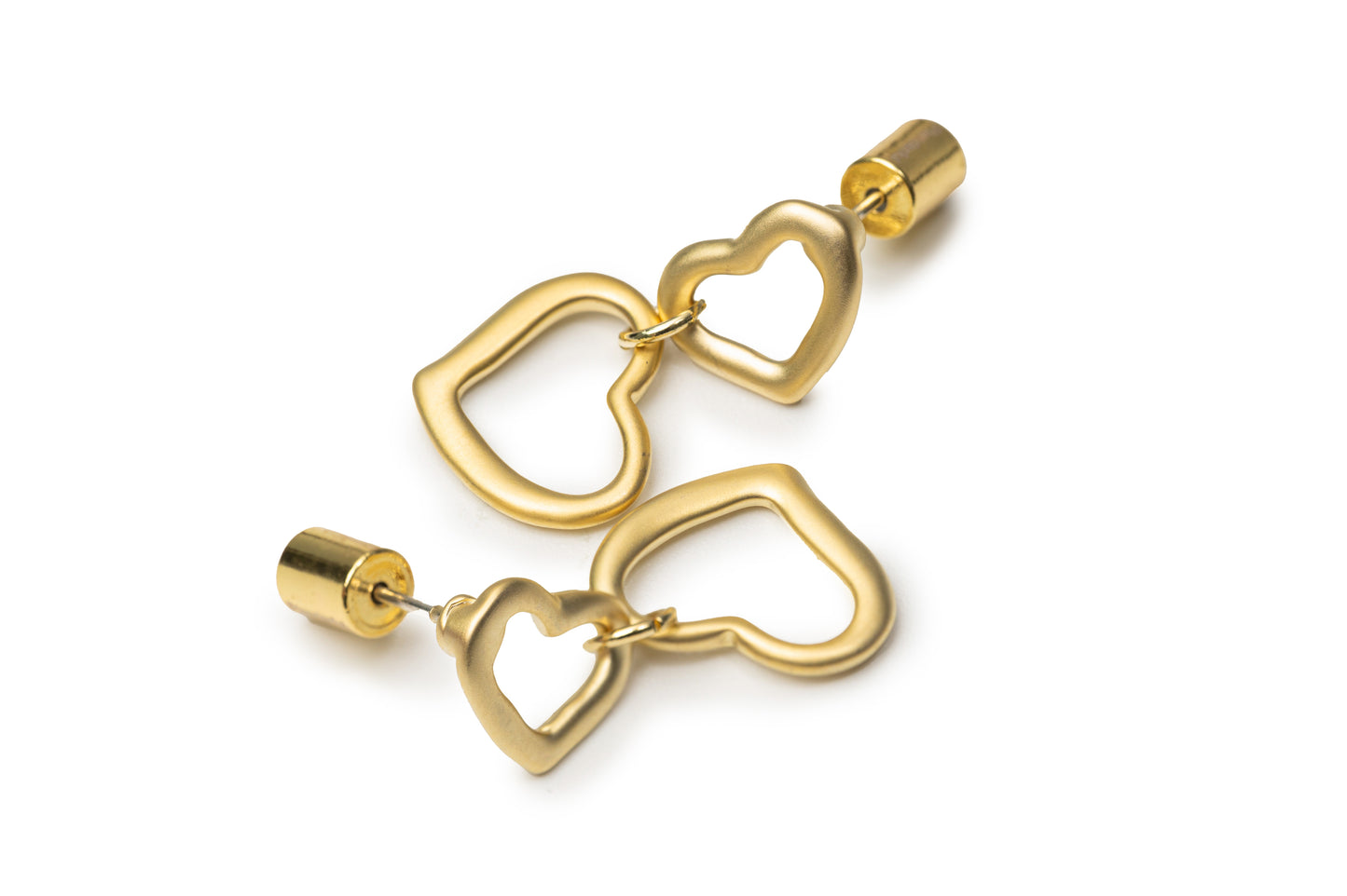 Planderful Double Heart Drop Earrings - Golden Drop Earrings for Women