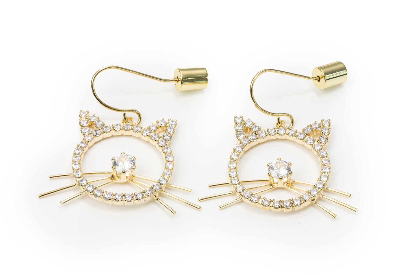 Planderful Golden Cat Shape Drop Earrings - Golden Drop Earrings for Women