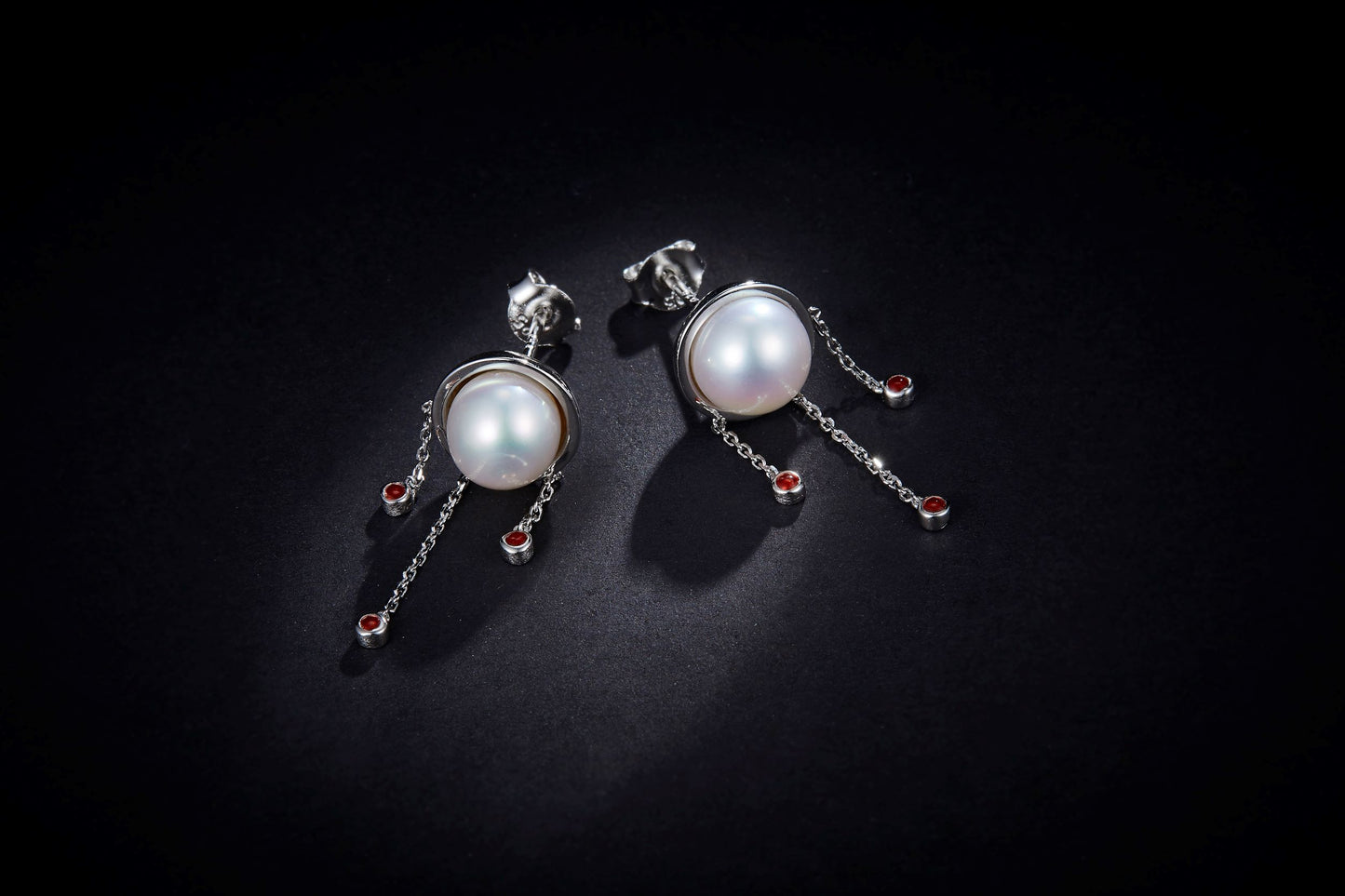 Rattle-drum Enamel with Pearl Silver Earrings for Women