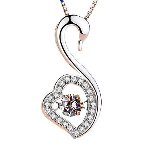 (Pendant Only) Love Swan with Zircon Silver Pendant for Women