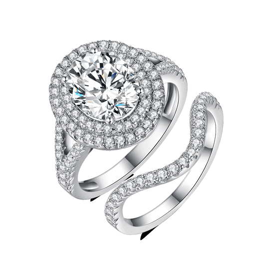 Solitaire Moissanite Oval Cut Band Ring Pack for Women