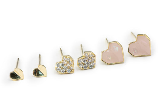 Lovely Heart Studs Pack - Golden Studs for Women-Nap Earrings