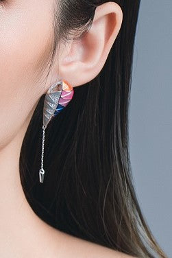 (Three Colours) Colourful Whales Enamel Silver Earrings for Women