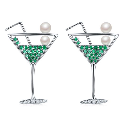 Summer Drink Enamel with Pearl Studs Earrings for Women