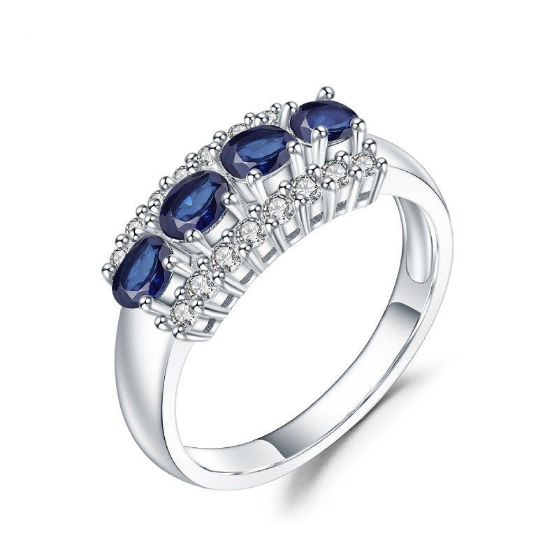 Luxury Premium Sapphire Stylish Design with S925 Silver Ring for Women