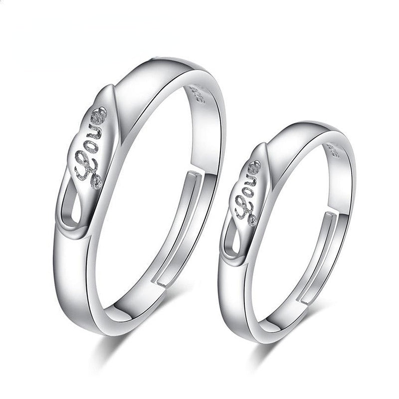 LOVE Wings Silver Couple Ring for Women
