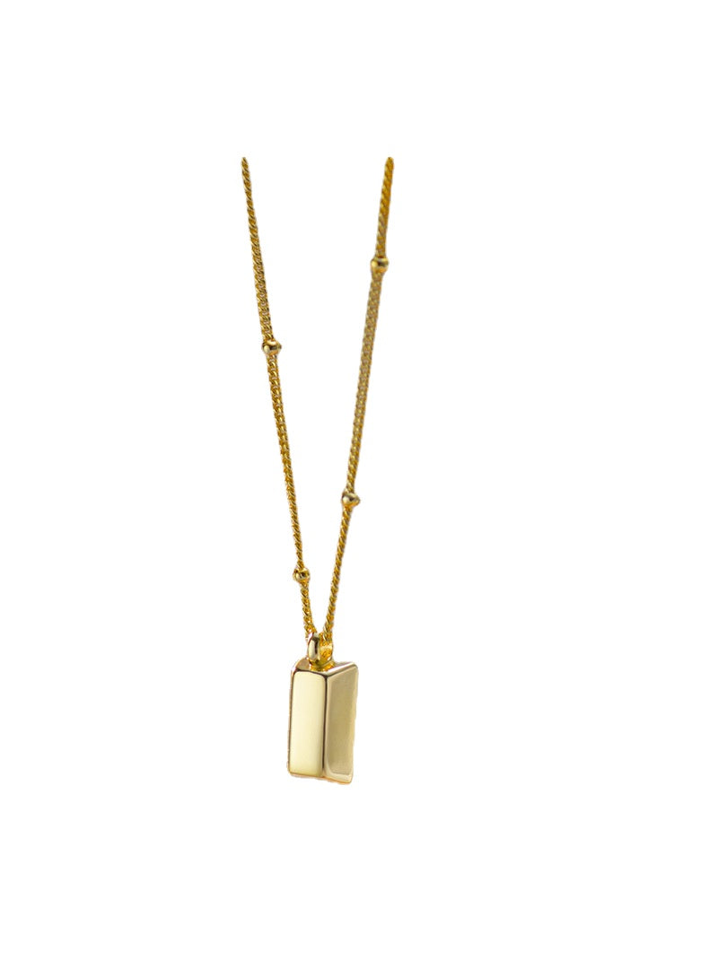 Small Gold Bar Silver Necklace for Women