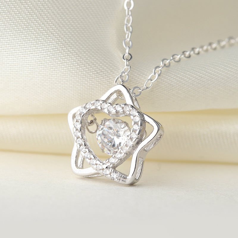 (Pendant Only) Zircon Heart-shaped Star Silver Pendant for Women