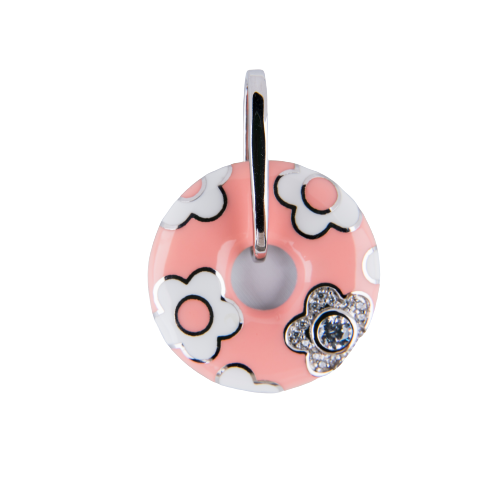 (Pendant Only) Strawberry Donut Enamel Silver Pendant for Women