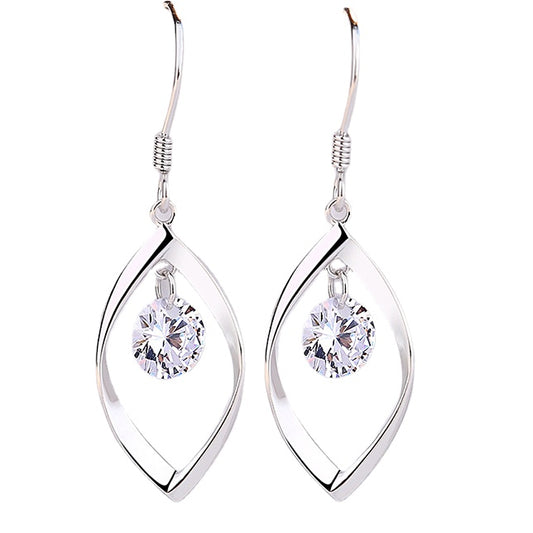 Marquise Shape with Zircon Silver Drop Earrings for Women